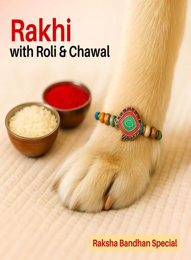 Sage Square Paw Bandhan Rakhi for Dog, Cat & Small Pets | Celebrate Bonds of Love This Raksha Bandhan | Cute Rakhi with Beads, Decorative Threads | Gift for Pet Lovers & Furry Companions (Type 17) - Image 3